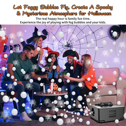, 2-in-1 Fog Bubble Machine, Indoor and Outdoor Birthday Wedding Halloween Party No Spill Smoke Bubble Machine