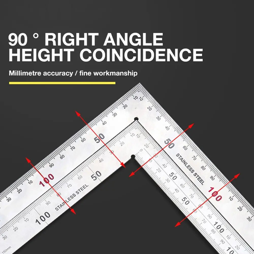 30/50CM Angle Square Ruler 90 Degree Right Angle Ruler Stainless Steel Triangle Ruler Woodworking Gauge Measuring Tool