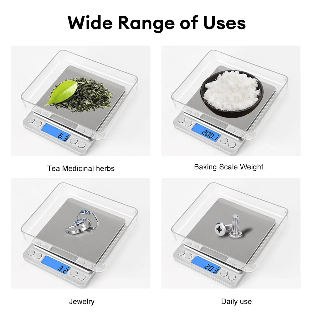 Digital Kitchen Scale 3000g/ 0.1g Small Jewelry Scale with LCD Display Food Scales Home Baking and Cooking Gram Scale