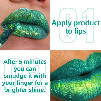 1pc Bold& Intense Glitter Shiny Metallic Lip Glaze Pearlescent Lip Tint, Waterproof Long Lasting Lip Gloss Makeup Matte Lip Gift