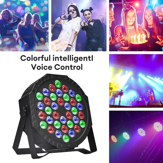 36 LED RGB DMX512 Flat Stage Par Light Effect DJ Disco Party Wedding Holiday Bar Club Decoration Show Sound Activated Lamp