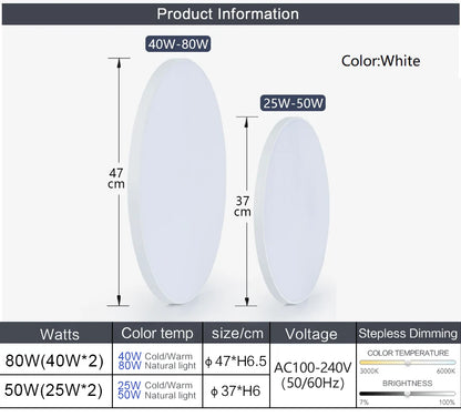 MARPOU LED Ceiling Light 80W 50W Modern Dimmable Smart Lamp With Remote Control Ceiling Lamp For Living Room Bathroom Kitchen