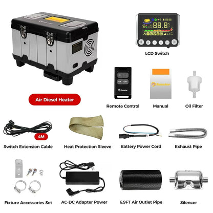 8KW 12V&24V&110-240V toolbox diesel Parking air heater w/Ventilation Mode&Adaptive Plateau&Bluetooth For Car RV Campervan