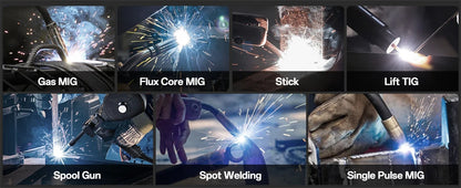 HITBOX 7 in 1 MIG Welding Machine 200A MMA/Gas Flux MIG/Lift TIG/Spot Welding/Spool Gun/Single Pulse Aluminium Welder Home DIY