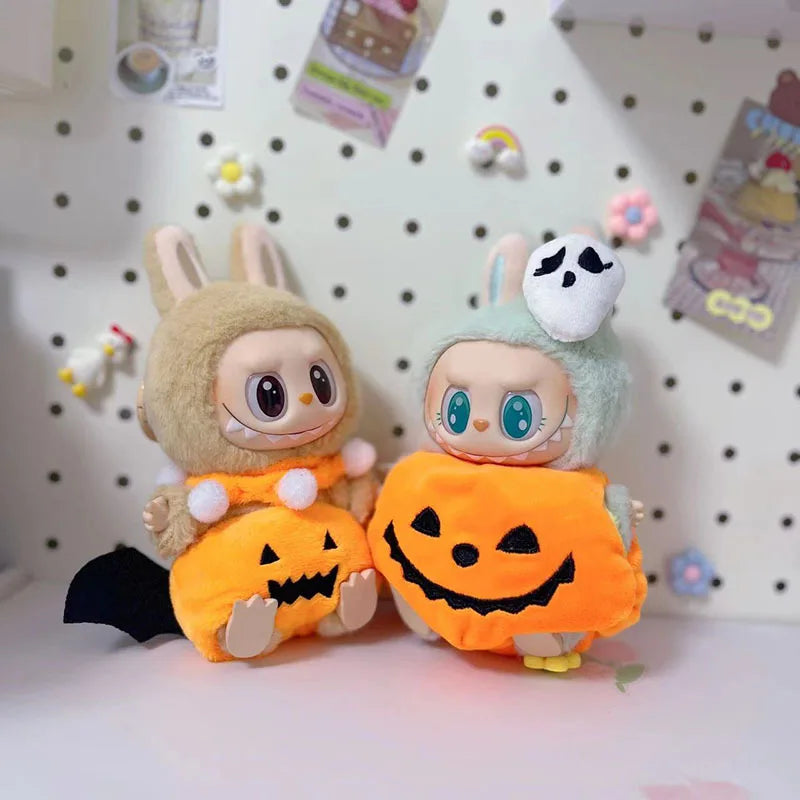 Hot Halloween Labubu Clothes Cute Pumpkin Bat Ghost 2-piece Outfit Mini Plush Doll Clothing Fashion Doll Accessories