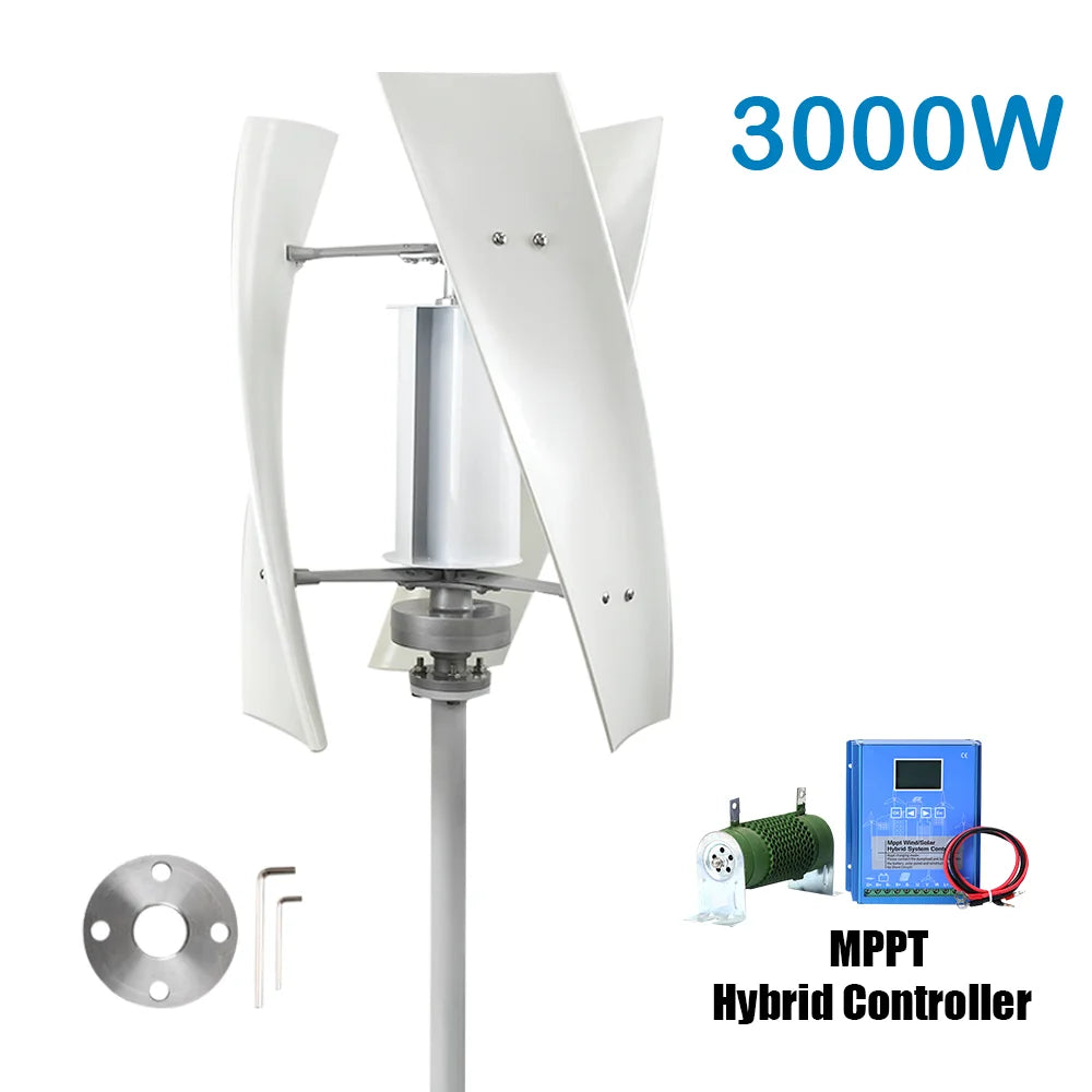 3000W High Efficiency Wind Turbine Off Grid System 12V 24V 48V Output Voltage 220V 230V 240V Home Appliance Power Supply System