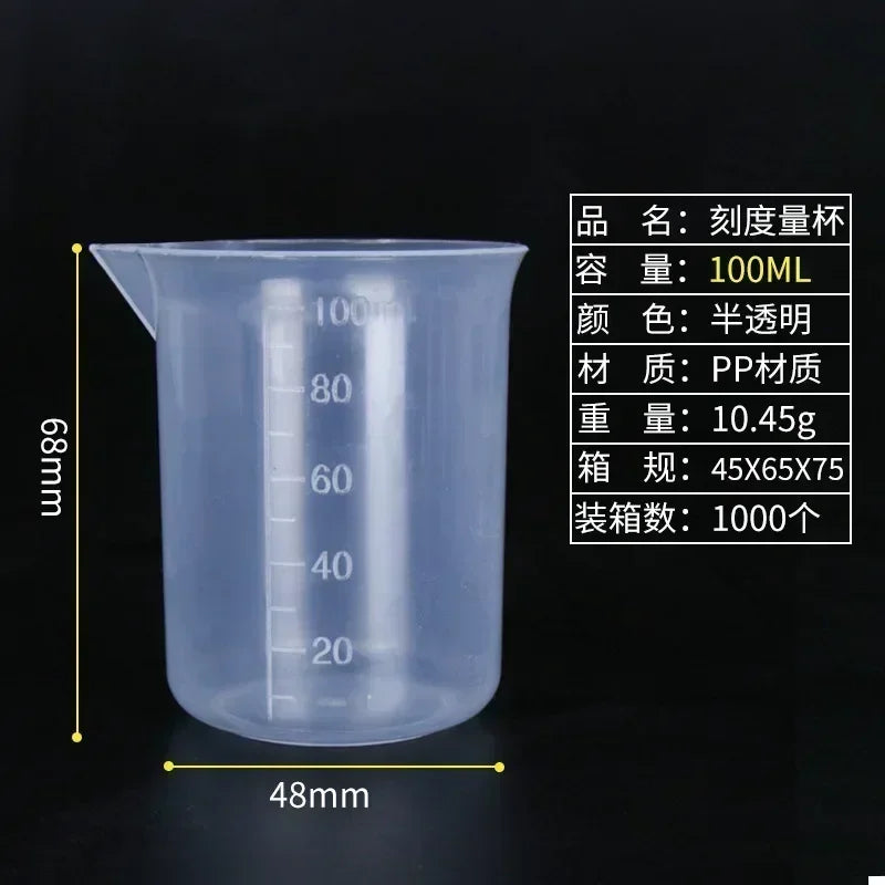 Lightweight 1PC Transparent with Scale Plastic for Kitchen Laboratory Test Measuring Cup Beaker Mixing Cups Graduated Cylinder
