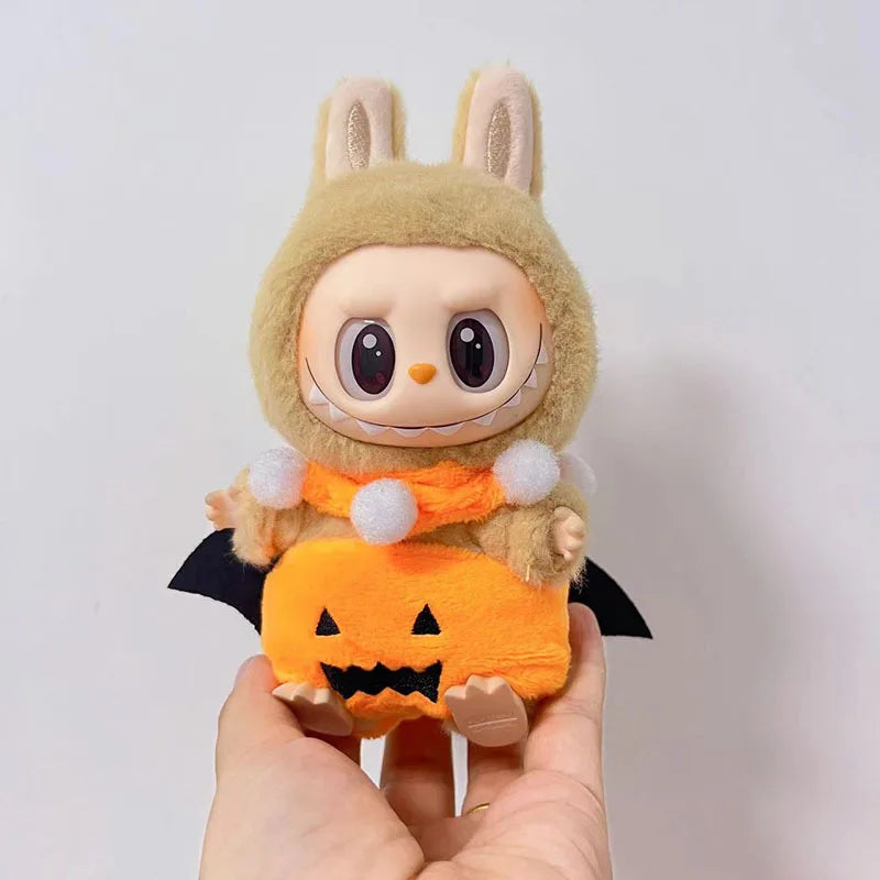 Hot Halloween Labubu Clothes Cute Pumpkin Bat Ghost 2-piece Outfit Mini Plush Doll Clothing Fashion Doll Accessories