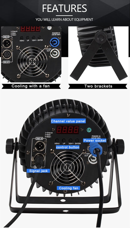 SHEHDS 4PCS Aluminum Alloy LED Flat Par 18x12W RGBW/18x18W RGBWA+UV LED Lighting DMX512 Disco Professional Stage DJ Equipment