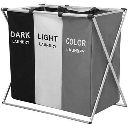 Large Laundry Basket Three Foldable Grid Organizer Basket Dirty Clothes Toys Organizers Home Laundry Basket Storage Sorter Bin