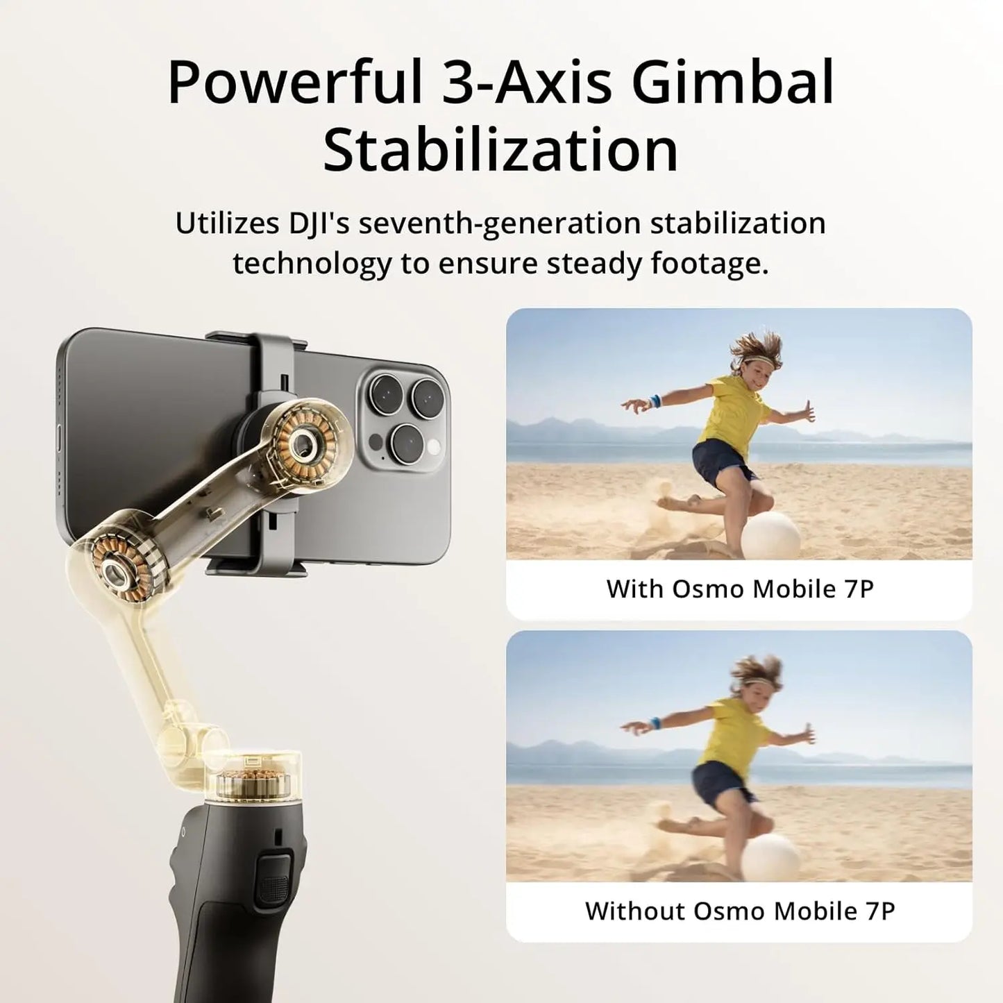DJI Osmo Mobile 7P Robust 3-Axis Gimbal Stabilization 10-Hour Battery Life & Phone Charging Original New