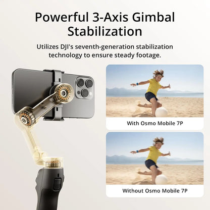DJI Osmo Mobile 7P Robust 3-Axis Gimbal Stabilization 10-Hour Battery Life & Phone Charging Original New