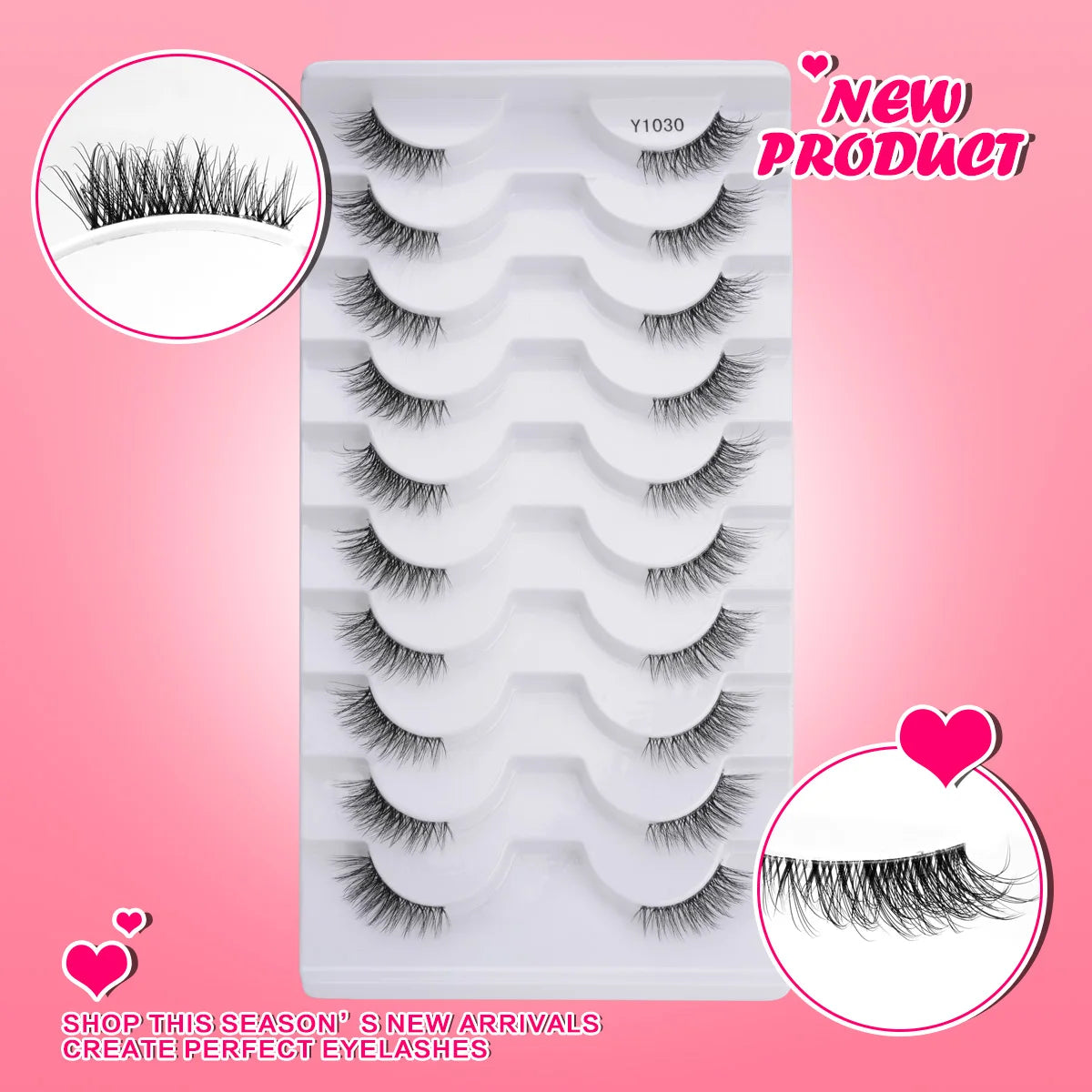 SHIDISHANPIN Cat Eye Lashes Soft Wispy Clear Band Lashes With Winged Ends For Extended Eye Look Natural Half EyelashesMakeup