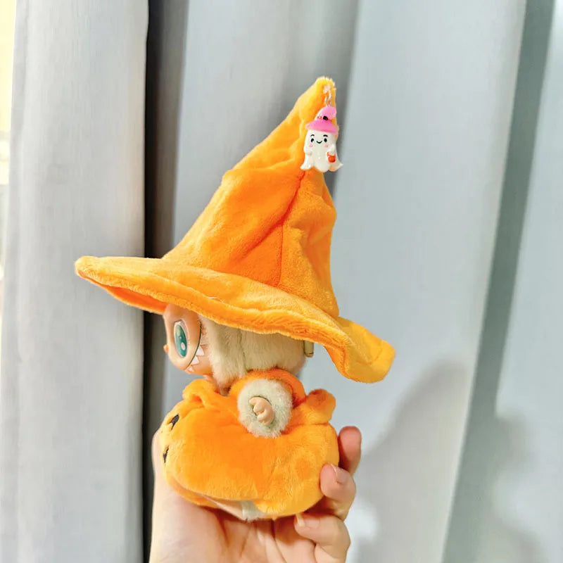 Hot Halloween Labubu Clothes Cute Pumpkin Bat Ghost 2-piece Outfit Mini Plush Doll Clothing Fashion Doll Accessories