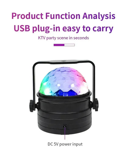 RGB LED Stage Disco Light Rotating DJ Ball Strobe Sound Control Magic Dance Car Christmas Gift Party Club Laser Show Lamp Party
