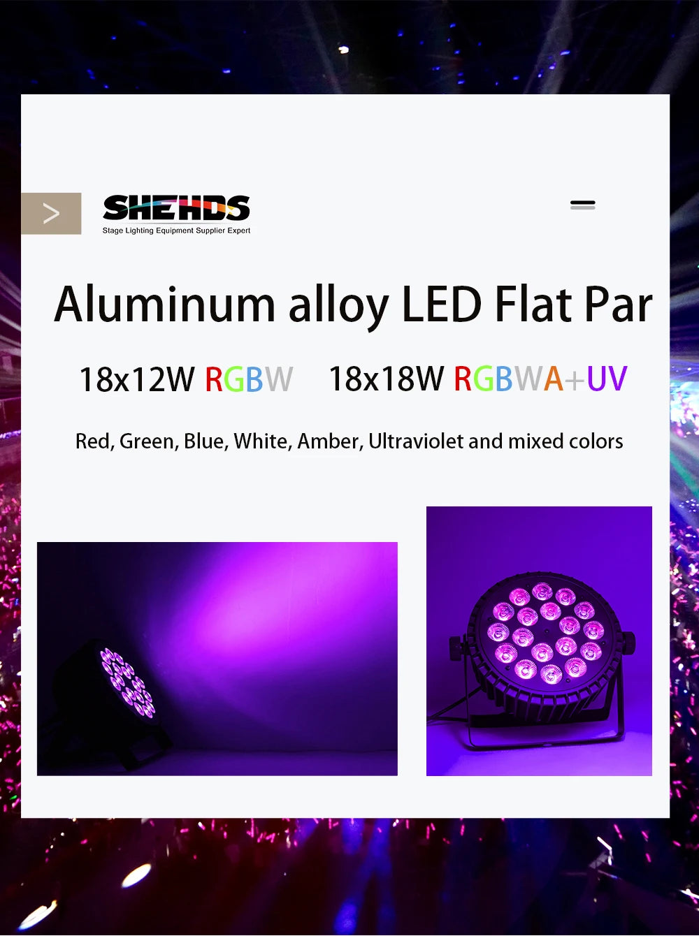 SHEHDS 4PCS Aluminum Alloy LED Flat Par 18x12W RGBW/18x18W RGBWA+UV LED Lighting DMX512 Disco Professional Stage DJ Equipment