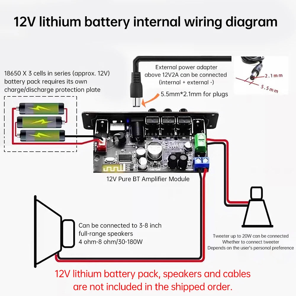 DC12V MP3 WMA Decoder Board HIFI High Bass BT 5.1 Amplifier Board Car Amplifier Module Audio Receiver for DIY Modification
