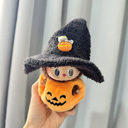 Hot Halloween Labubu Clothes Cute Pumpkin Bat Ghost 2-piece Outfit Mini Plush Doll Clothing Fashion Doll Accessories