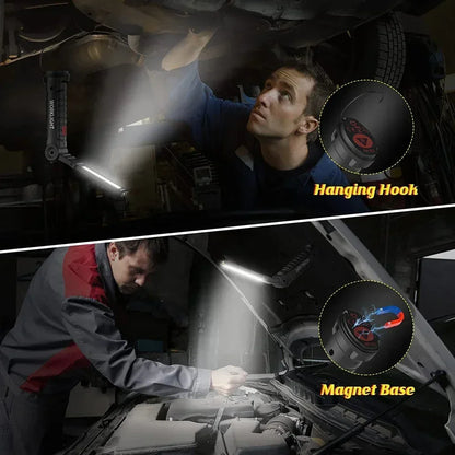 COB LED Work Light Dimmable USB Rechargeable LED Flashlight Inspection Lamp With Magnetic Hook Power Bank 18650 Battery Torch