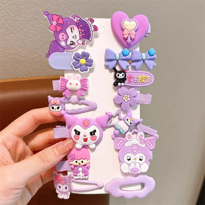 14pcs Sanrio Kuromi Cute Hairclip Headwear For Girls Anime Cartoon Fashion Hairpin Hair Accessories Kids Birthday Xmas Gift
