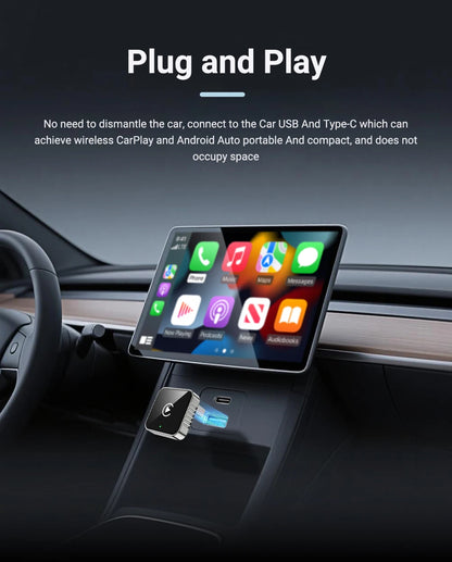 XUDA 2 in1 Wired to Wireless CarPlay Android Auto Adapter for OEM Car Stereo With USB Dongle Smart Mini Box Plug and Play Blueto