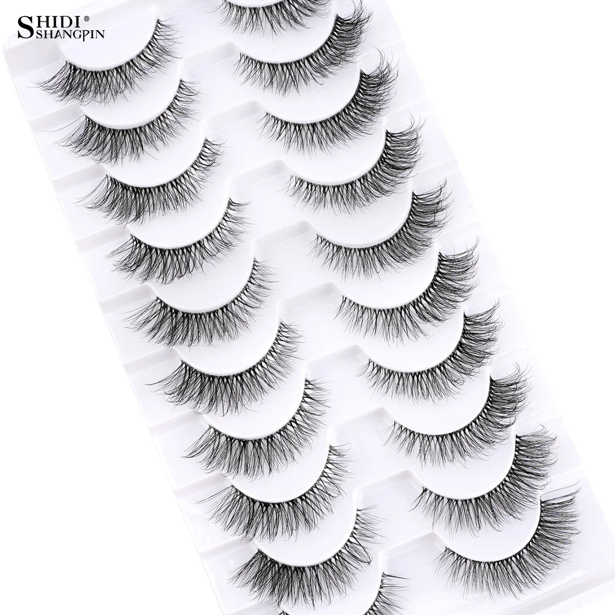 SHIDISHANPIN Cat Eye Lashes Soft Wispy Clear Band Lashes With Winged Ends For Extended Eye Look Natural Half EyelashesMakeup