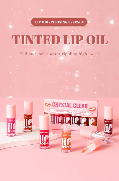 MAGIC CASA 6pcs/set Small bottle Hydrating Jelly Lip Oil long-lasting Moisturizing  smooth shimmering Lip Hydrating Liquid