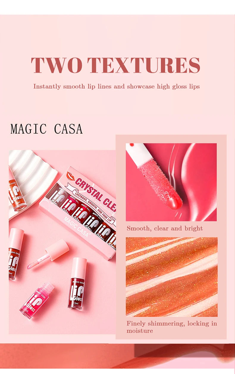 MAGIC CASA 6pcs/set Small bottle Hydrating Jelly Lip Oil long-lasting Moisturizing  smooth shimmering Lip Hydrating Liquid