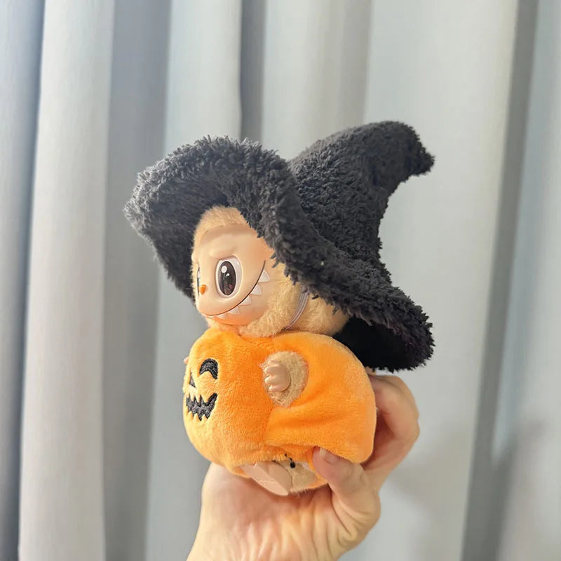 Hot Halloween Labubu Clothes Cute Pumpkin Bat Ghost 2-piece Outfit Mini Plush Doll Clothing Fashion Doll Accessories