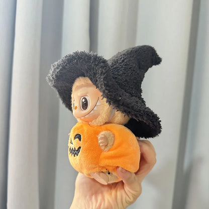 Hot Halloween Labubu Clothes Cute Pumpkin Bat Ghost 2-piece Outfit Mini Plush Doll Clothing Fashion Doll Accessories