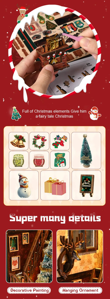 NEW DIY Book Nook Wooden Miniature Model Kits Christmas Shop Bookend 3D Puzzle With Light Bookshelf for Friends Birthday Gifts