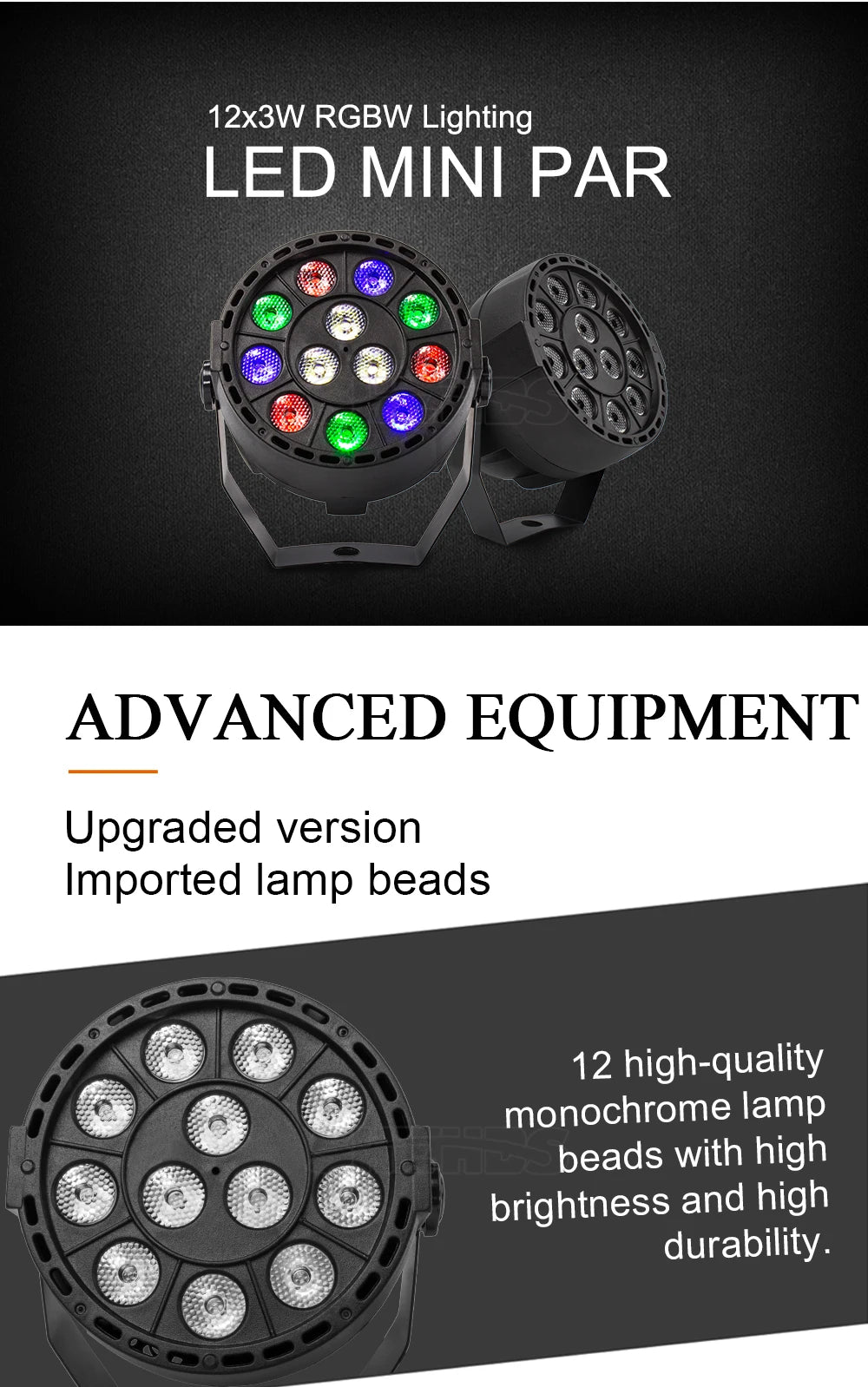 Mini Led Par 12x3W RGBW Wash Lighting For DJ Party Club Disco Family 8 channels DMX 512 Master/Save Light