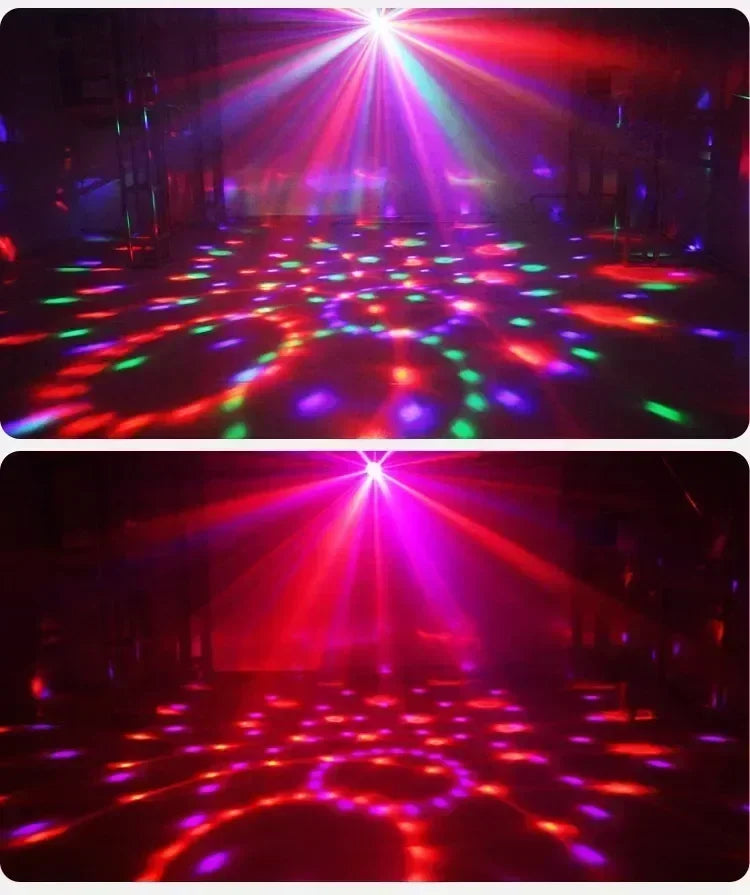RGB LED Stage Disco Light Rotating DJ Ball Strobe Sound Control Magic Dance Car Christmas Gift Party Club Laser Show Lamp Party