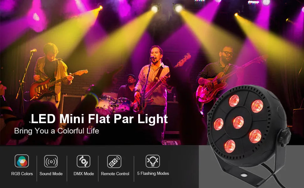 LED Par Light 6x3W RGBW DJ Controller Disco Party Holiday Christmas Bar Club Wedding Birthday Gig Stage Light