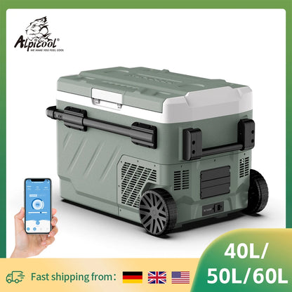 Alpicool EZGW 40L 50L 60L Car Refrigerator Portable Compressor Cooler 12/24V DC 100-240V AC Mini Fridge Freezer for Camping BBQ