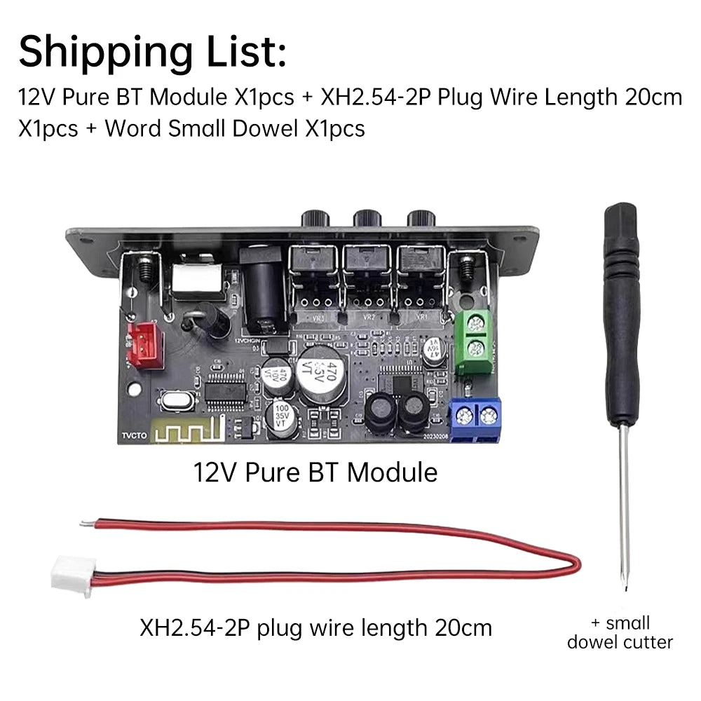 DC12V MP3 WMA Decoder Board HIFI High Bass BT 5.1 Amplifier Board Car Amplifier Module Audio Receiver for DIY Modification