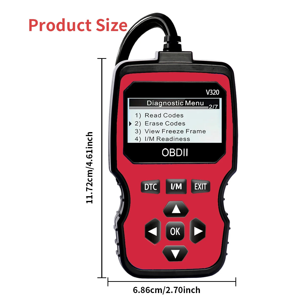 Obd2 Diagnostic Scanner Tools - Engine Fault Code Reader for All Cars in 1996 Years with Real-Time Data Flow, Battery Test and Erase Code