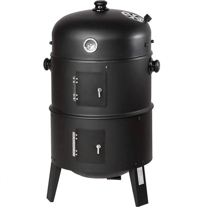 Charcoal BBQ Smoker Grill,3-in-1 Portable Vertical Grill Cooker with Built-in Thermometers & Adjustable Vent Systems for Outdoor