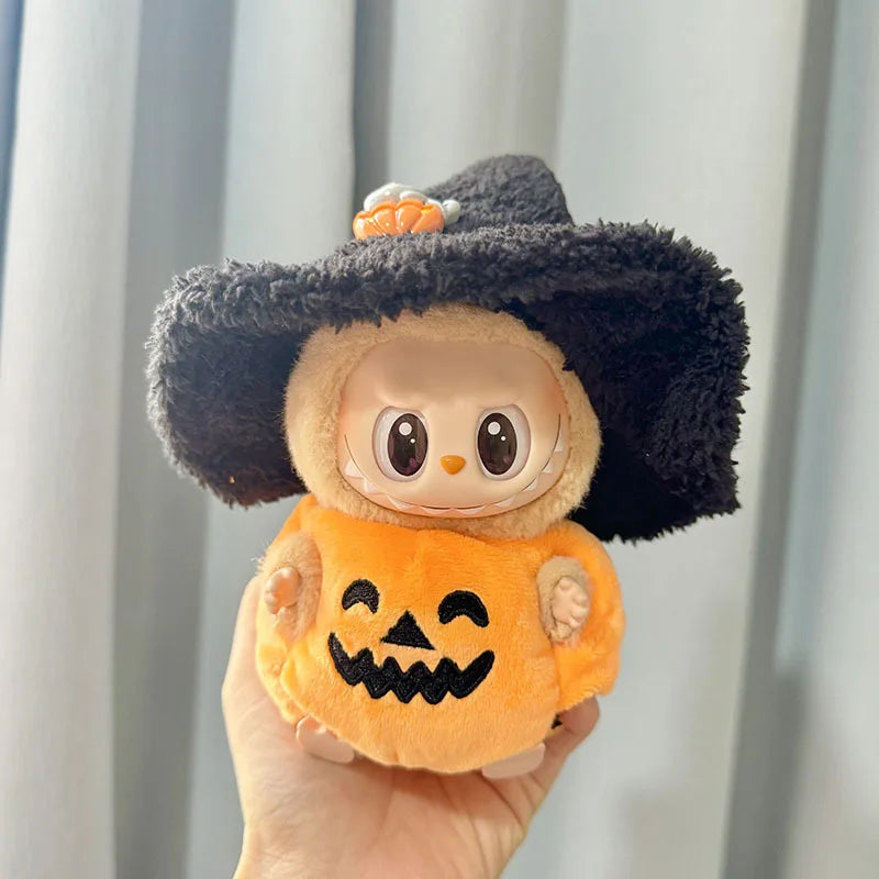 Hot Halloween Labubu Clothes Cute Pumpkin Bat Ghost 2-piece Outfit Mini Plush Doll Clothing Fashion Doll Accessories