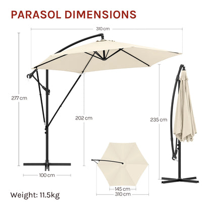 WOLTU Tilting Parasol Crank Garden Umbrella Waterproof UV Protection Beach Umbrella with Case for Balcony Patio Garden Outdoor