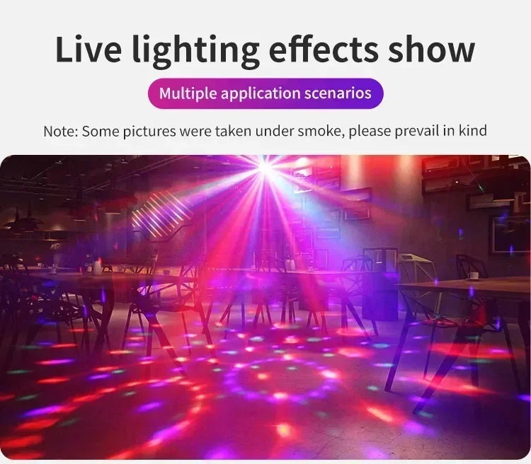 RGB LED Stage Disco Light Rotating DJ Ball Strobe Remote Sound Control Magic Dance Car Christmas Gift Party Club Laser Show Lamp
