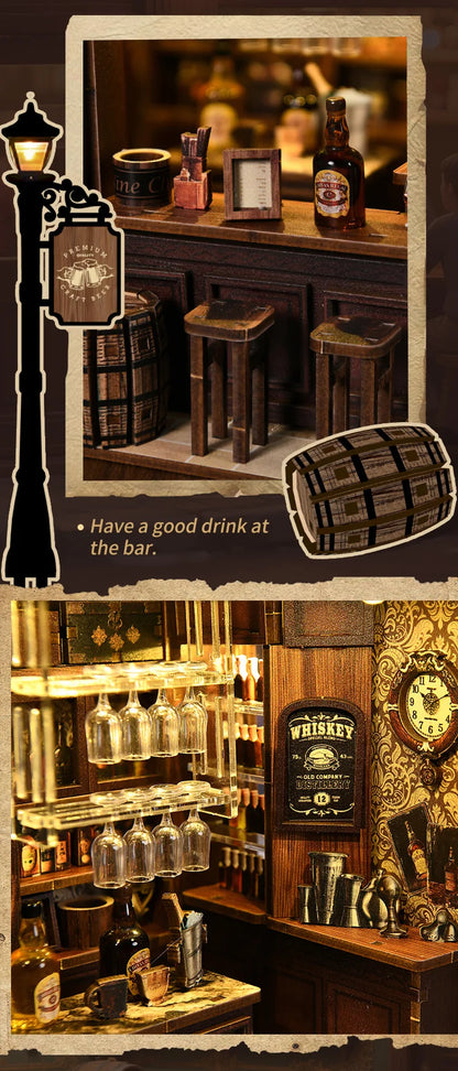 New Corner Bistro Miniature DIY Book Nook - 3D Wooden Puzzle Craft Kit, Christmas & Black Friday Micro Scene Model Gift