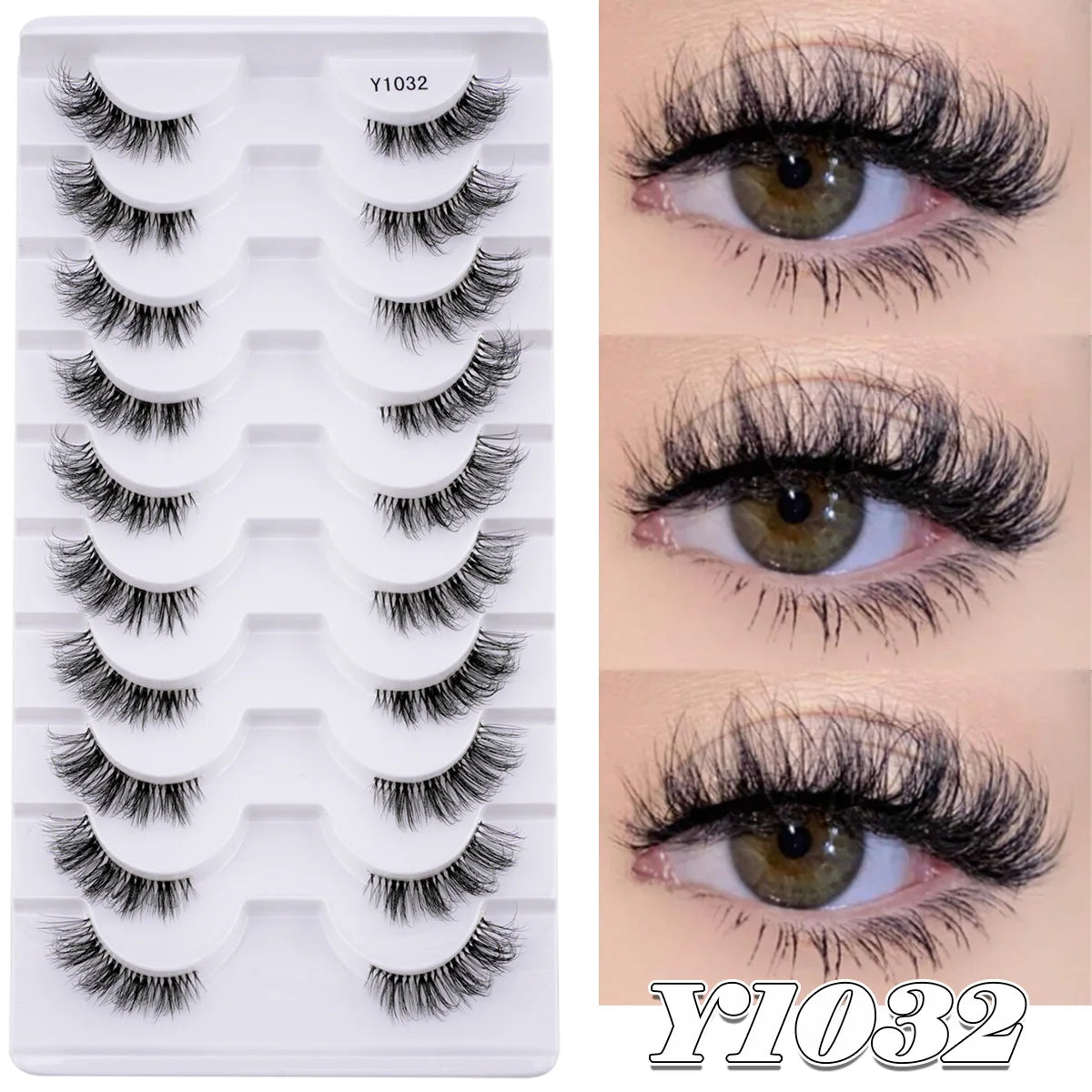 SHIDISHANPIN Cat Eye Lashes Soft Wispy Clear Band Lashes With Winged Ends For Extended Eye Look Natural Half EyelashesMakeup