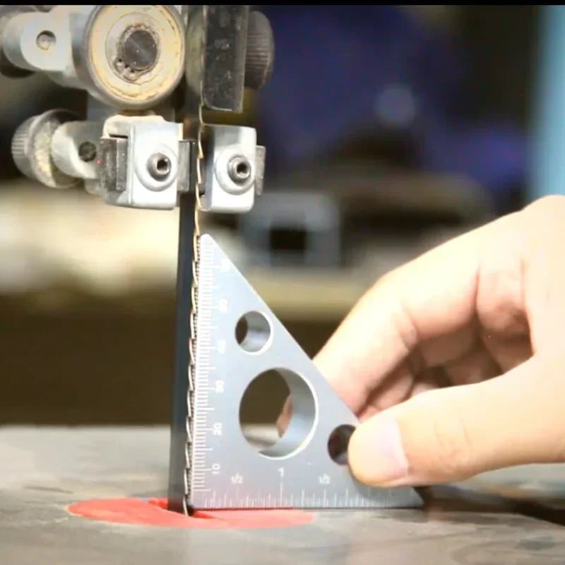 Aluminum Esquadro Ruler, 45/90 Degree Frosted Right Angle Gauge, Triangle Ruler with Both Imperial and Metric Scales