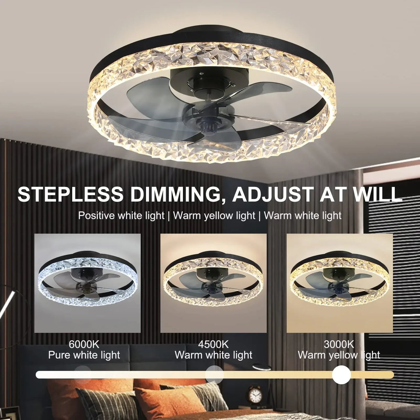 Nordic Ceiling Fan Led Lighting Modern Dimmable Remote Control Living Room Fans Household Electric Fan Mute Lamp Ceiling Lamp