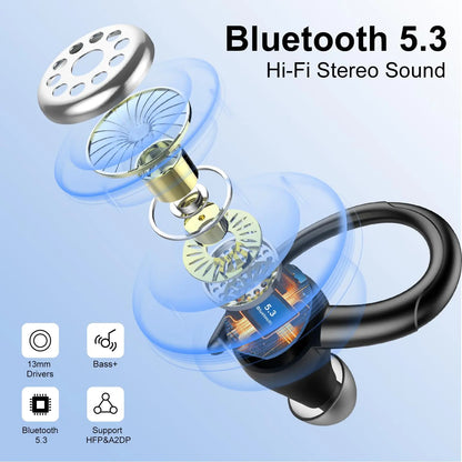 Headphones Wireless Earbuds Sport , 48H Wireless Earphones with HD Mic, IP7 Waterproof Earbud for Sports/Running/Workout.