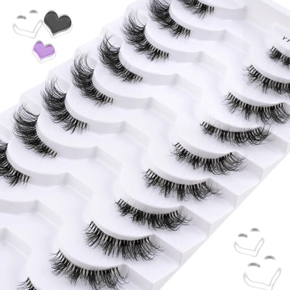 SHIDISHANPIN Cat Eye Lashes Soft Wispy Clear Band Lashes With Winged Ends For Extended Eye Look Natural Half EyelashesMakeup