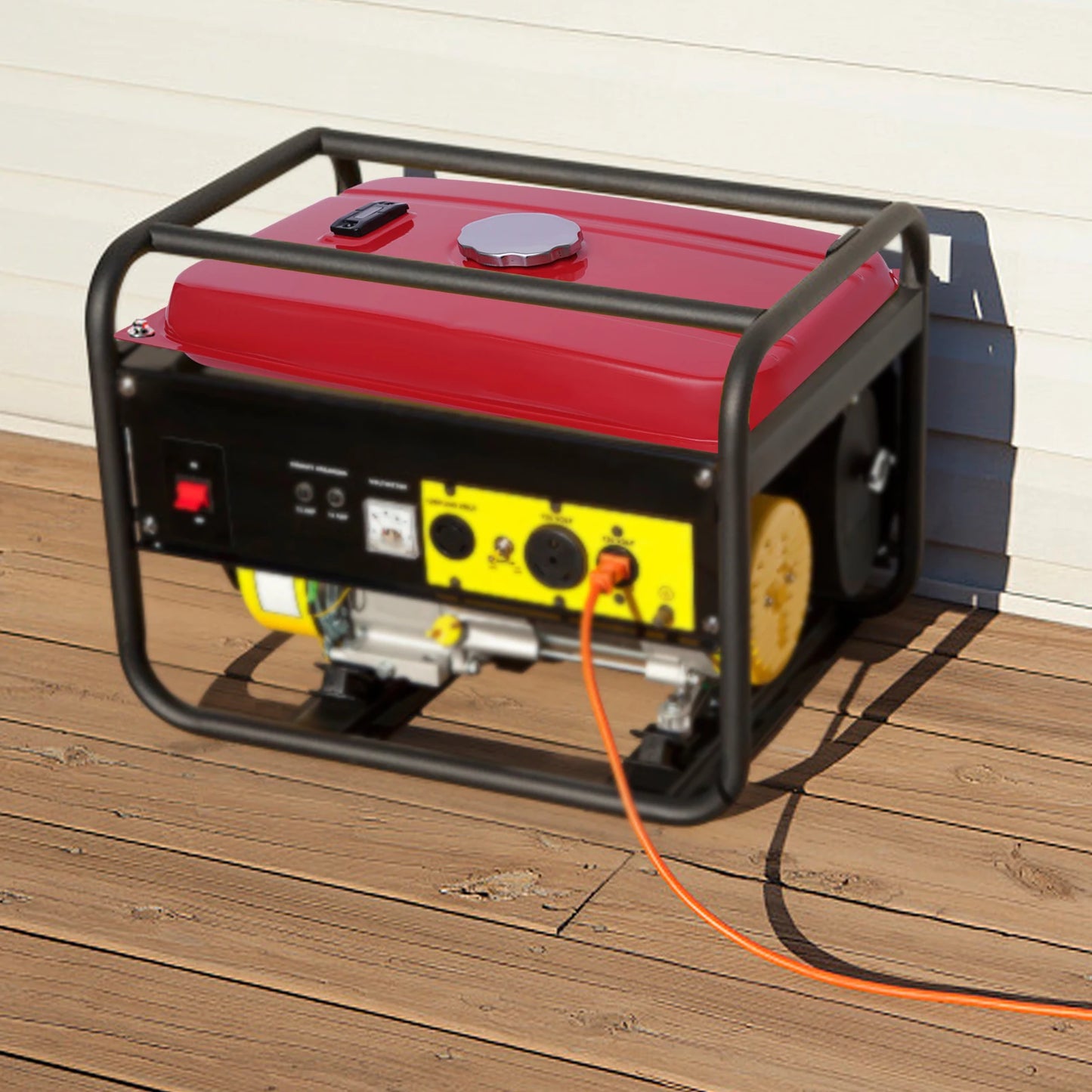 4 Gallon Red Generator Universal Fuel Tank 15L Equipment Tank with Chrome Cap Gauge Fits for EC2500