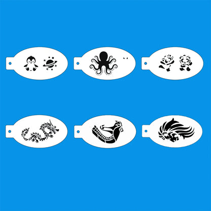 47pcs Reusable Face Paint Stencils for Body Art Painting Halloween Party Makeup Temporary Tattoos Stencils sponges