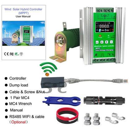 WIFI 4000W Wind Solar Hybrid Charge Controller with Equalizer, 12V 24V 48V AUTO, MPPT for Solar and Wind, for Lithium Lead Batte